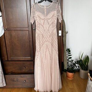 Adrianna Papell Beaded Godet Gown- modest